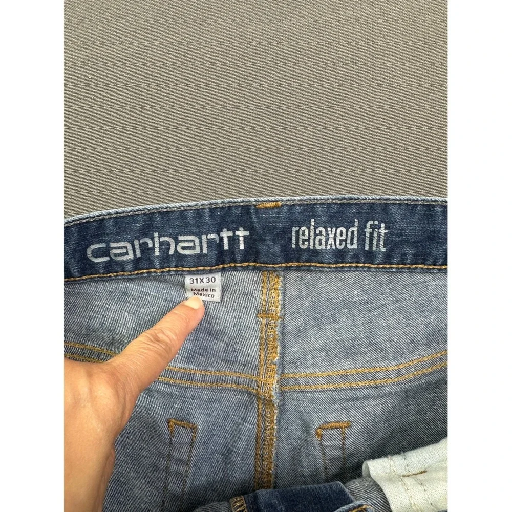 Carhartt Relaxed Fit Straight Leg Jeans Men's 31x30 Medium Wash Blue Denim - Picture 9 of 14